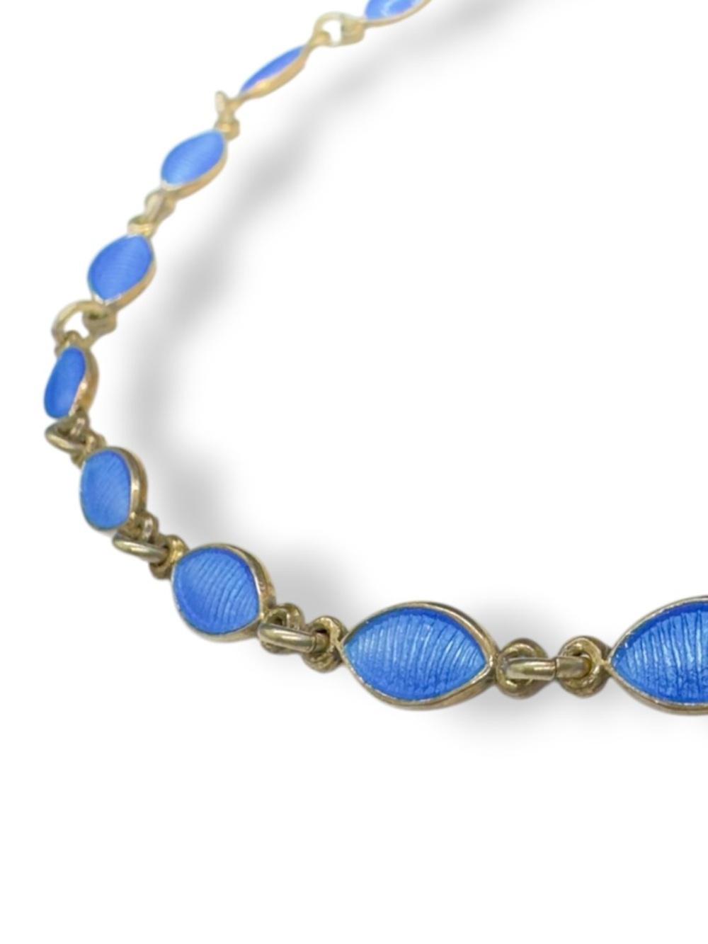 Vintage Volmer Bahner Denmark Sterling Blue Enamel Modernist Necklace - Picture 5 of 8